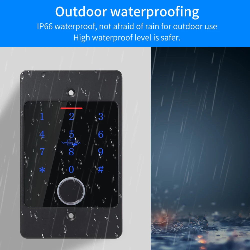 Tuya Wifi Standalone Fingerprint Access Control Keypad Metal Waterproof Backlight Embedded installation Door Relay Opener Reader