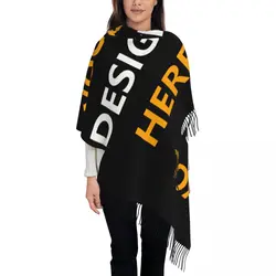 Ladies Long Custom Your Design Here Scarves Women Winter Fall Thick Warm Tassel Shawl Wraps Personalized Scarf