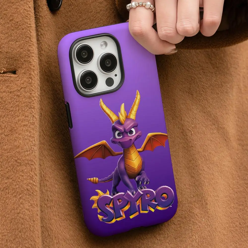 Custodia per telefono Game S-Spyro Series Dragon per iPhone 17 16 15 14 13 12 Pro Max Plus Guscio rigido liquido a doppio strato HD lucido