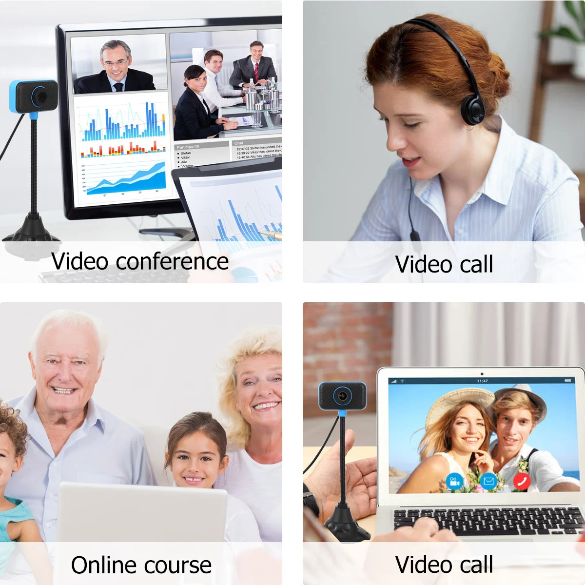 

USB 0.3mp Flexible Webcam Professional Camera with Built-in Mic for Laptop Desktop Video Chat Online Meeting Live Broadcast