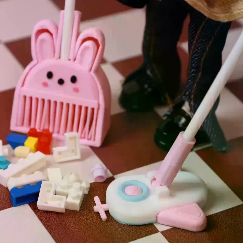 1Pcs Dollhouse Miniature Dustpan/ Aircraft Mop Simulation Model Funiture Accessories For Doll House Decor Pretend Play Toys Gift