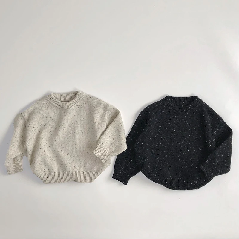 MILANCEL sweter dziecięcy w stylu koreańskim 1-6Y jesień nowy chłopięcy luźna dzianina dziewczęca baza sweter z okrągłym dekoltem odzież dziecięca