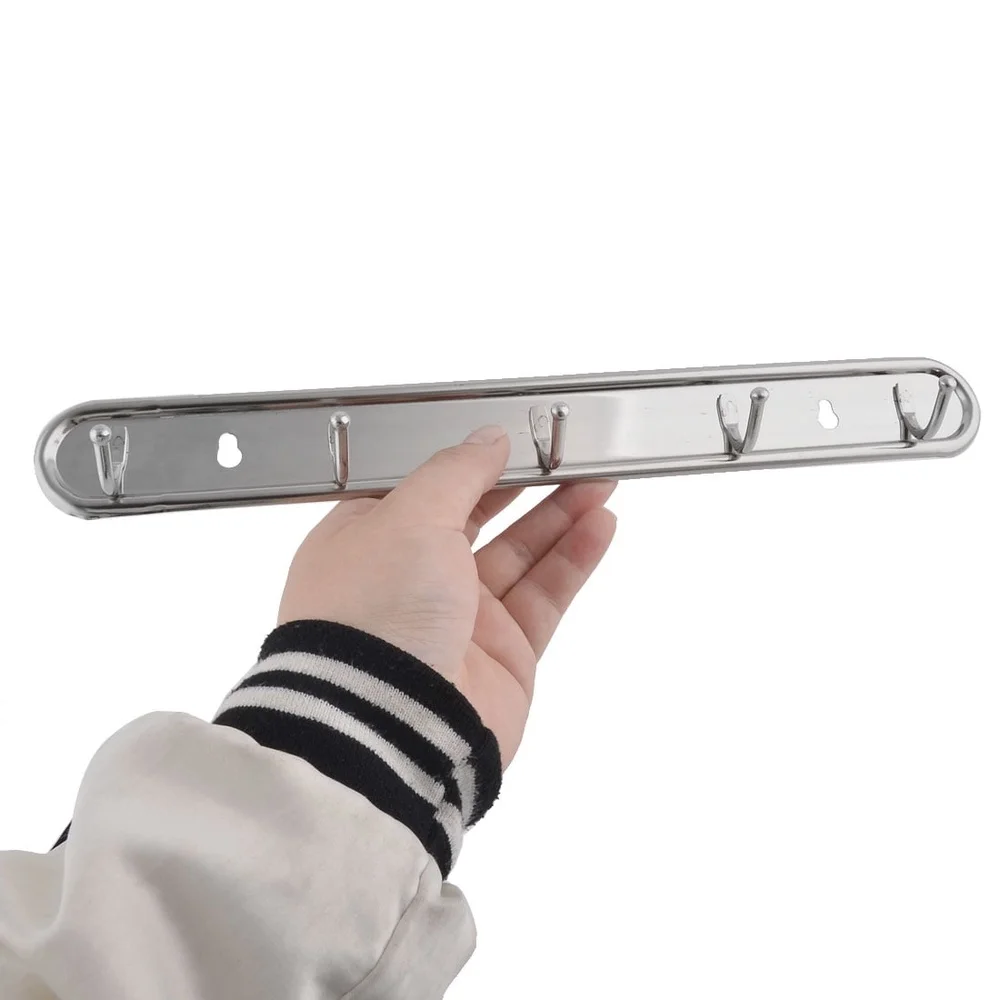 An der Wand montiertes 5-Haken-Set für Handtuch, Hut, Kleiderbügel, 2 Stück, Metall-Aufbewahrungsorganisator, Schals, Taschen, Kleidung