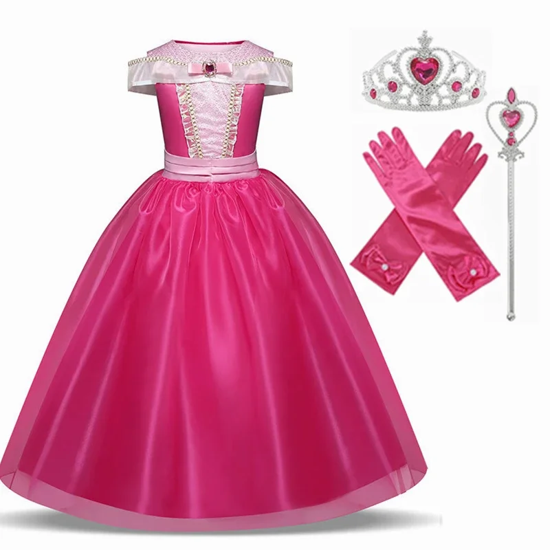 Halloween Girls Sleeping Beauty Cosplay Costume Elegant Princess Dress for Children's Party Dress-Up Snow White Kids Ball Gown