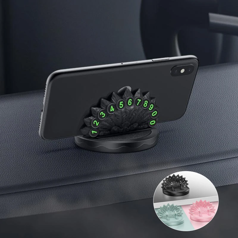 Suporte de Celular em Formato de Pavão para Carro com 1 Strass, Suporte Estável para Placa de Estacionamento no Painel para Motoristas Femininas