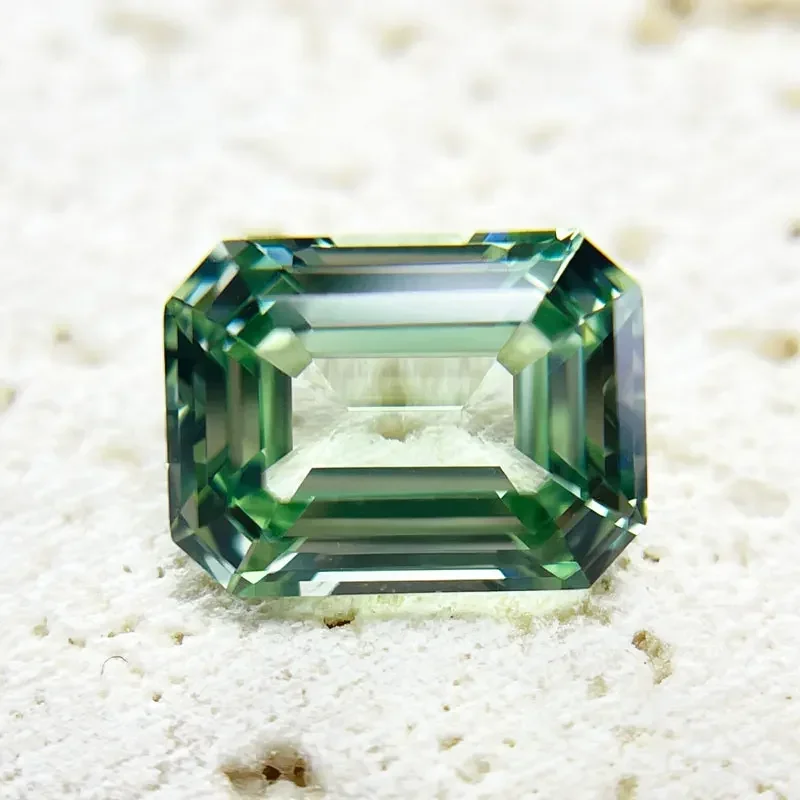 

Lab Grown Sapphire Factory Wholesale Price Emerald Cut Natural Green Color DIY Ring Necklace Main Materials with Certificate