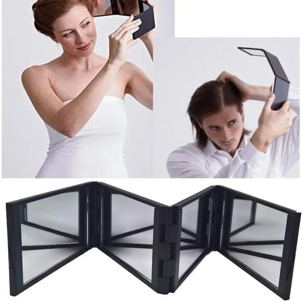 360-Degree Viewing Angle Multi Angle Folding Mirror Portable Foldable Trifold Mirror Handheld 4 Way Mirror for Self Haircutting