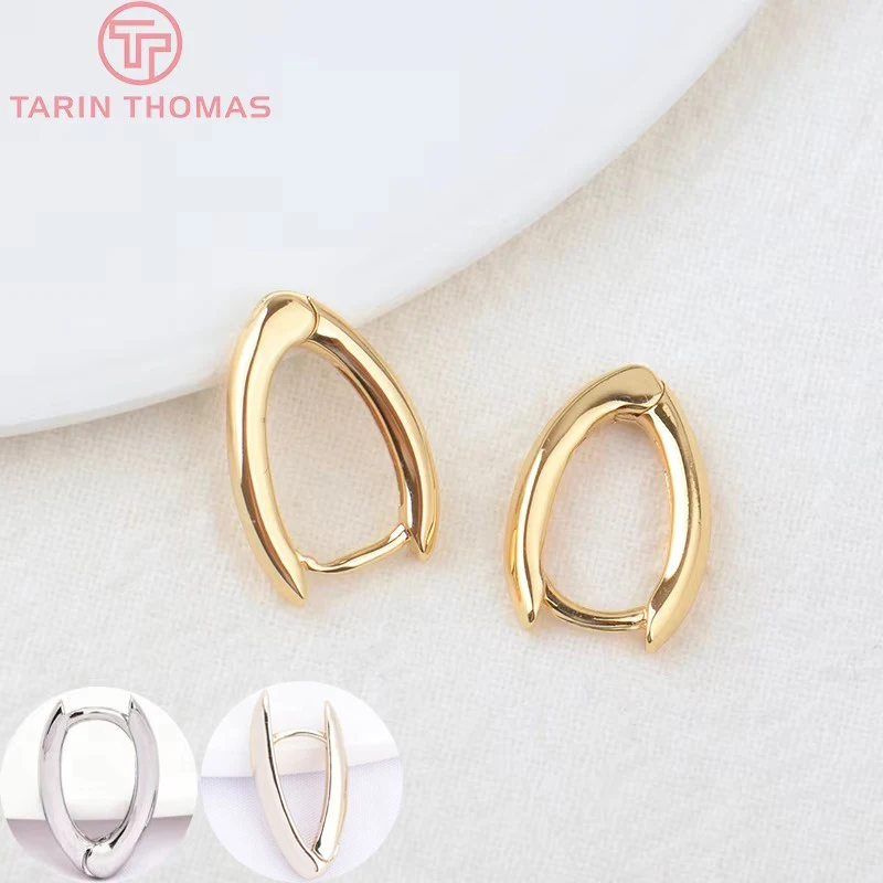 (2363) 4PCS 12x18MM 24K Gold Color Brass with Pins Earring Clasp High Quality DIY Jewelry Making Findings Accessories Wholesales