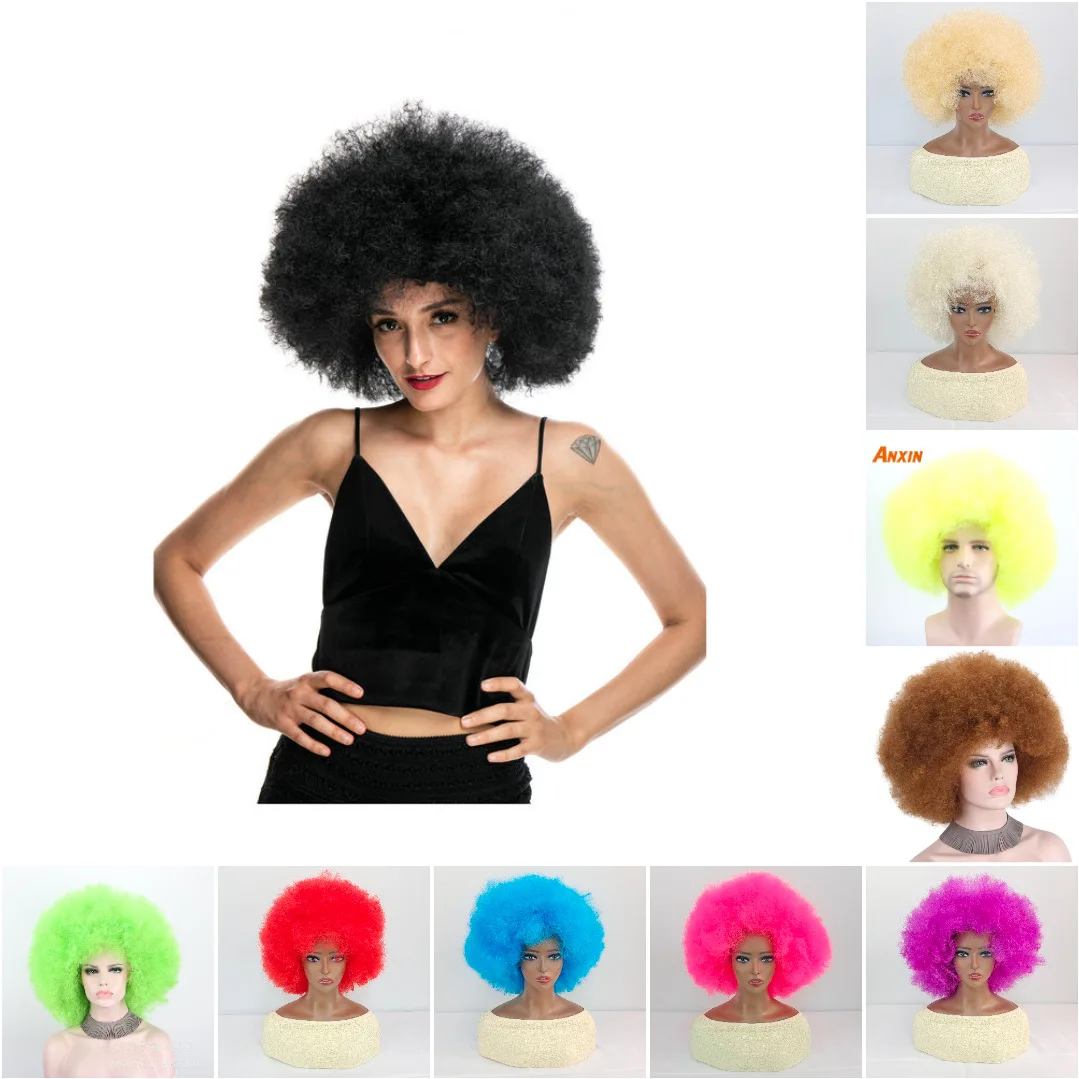 Synthetic Afro Curly Wig Short Fluffy Explosion Style Clown Costume Cosplay Party Festival Performance Hair