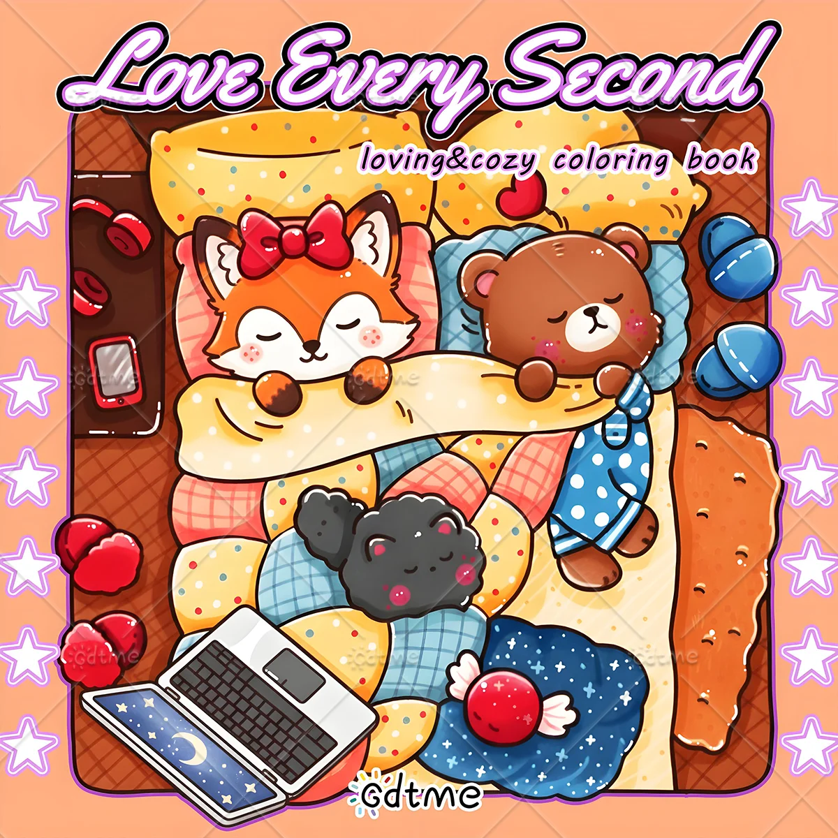 Love Every Second Adult Coloring Book Cozy Loving Cute Animal Scene Stress Anxiety Relief Mindfulness Relaxing Art Therapy Book