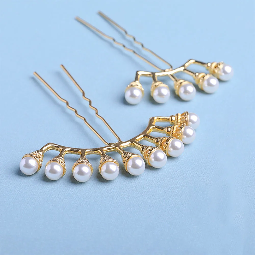 العتيقة كيمونو كريستال بتلات سبيكة النساء على شكل حرف U اللؤلؤ صف دبوس الشعر إكسسوارات الشعر شوك الشعر Hanfu الشعر العصي #3