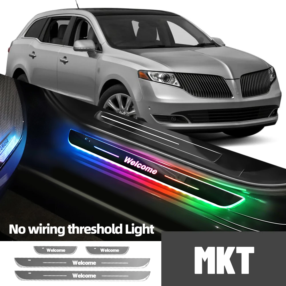 For Lincoln MKT 2010-2018 2014 2015 2016 2017 Car Door Sill Light Customized Logo LED Welcome Threshold Pedal Lamp Accessories