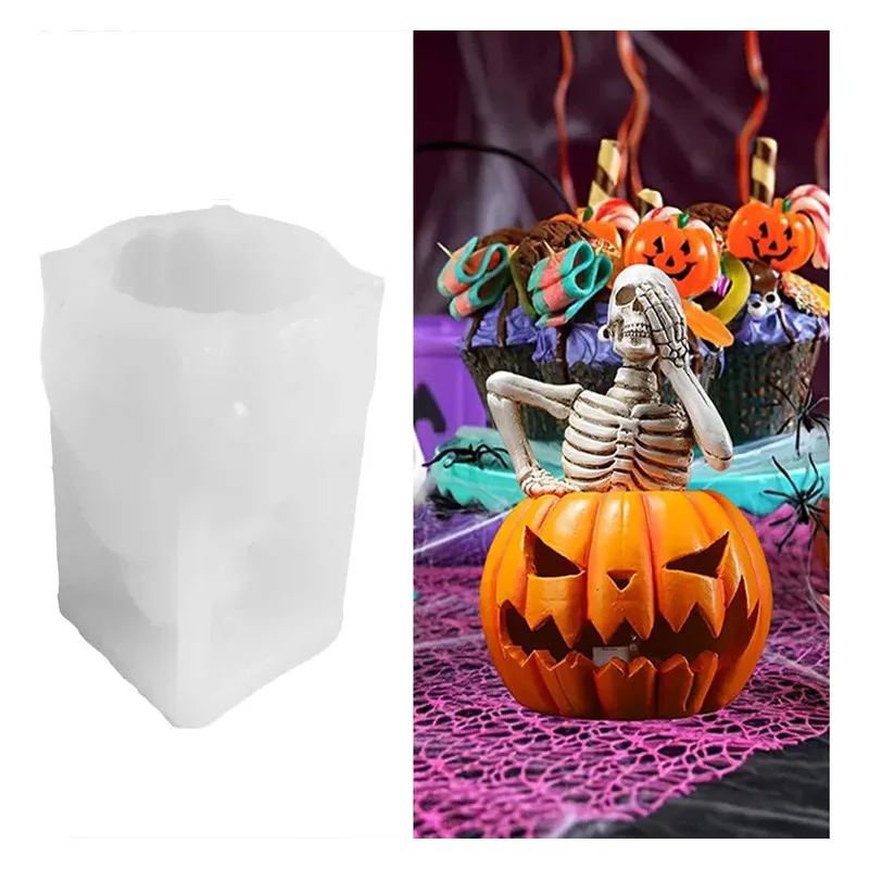 Halloween Skull Silicone Resin Mold DIY Epoxy Mold for Handmade Table Figurine Ornament Halloween Party Craft Decoration