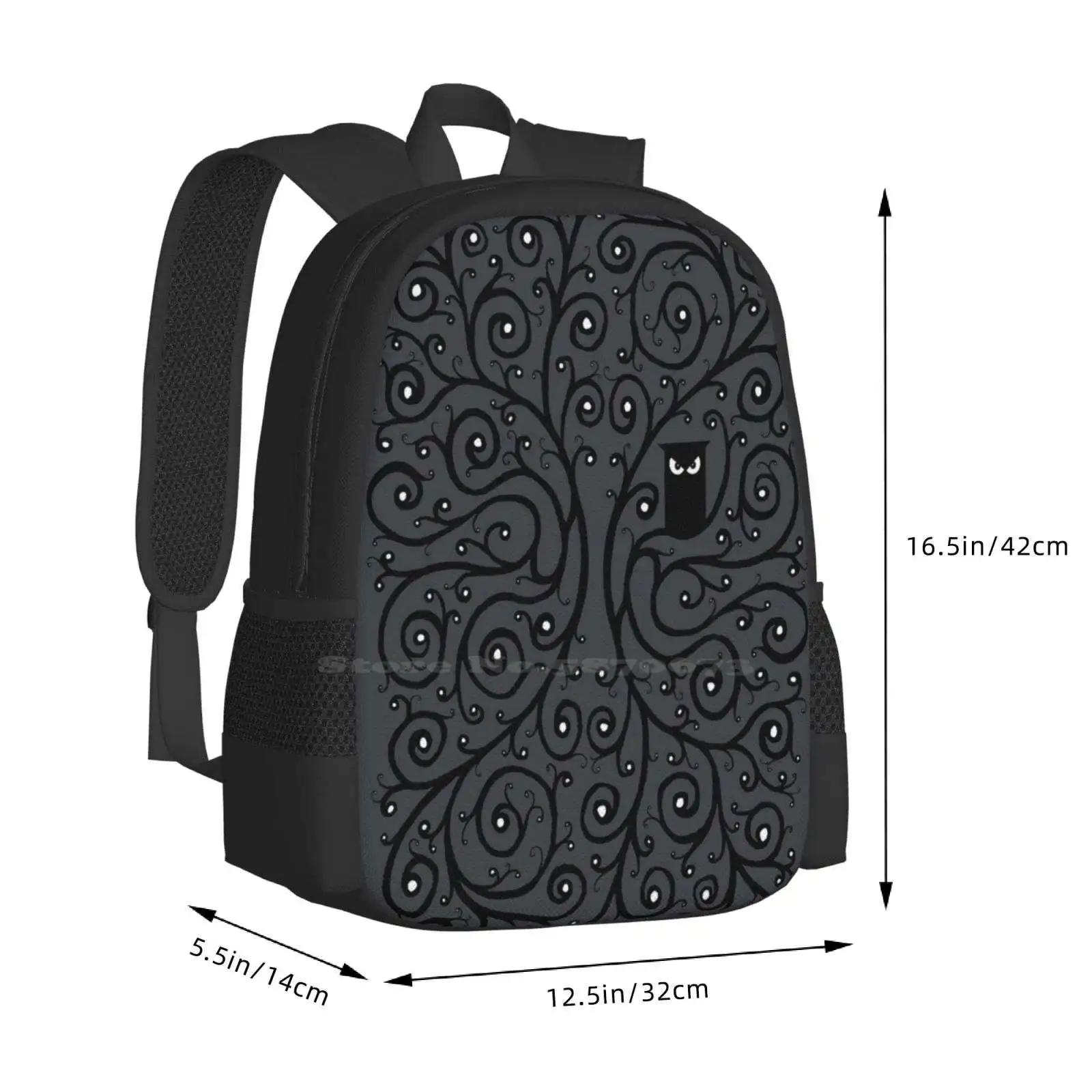 Mochila de búho para estudiantes, bolsa de viaje para ordenador portátil, búho, observación de animales, oscuridad, noche, árbol, ramas, patrón de Adorno