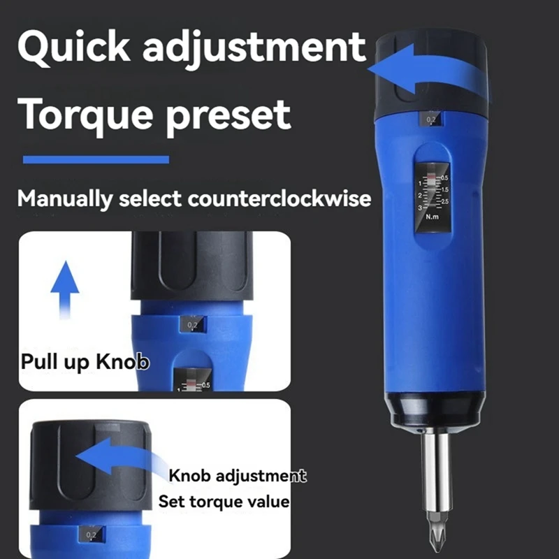 2025 New Digital Display Preset Adjustable Torque Screwdriver With 1/4In Drive 4Bits Included With Box Screw Torque Set