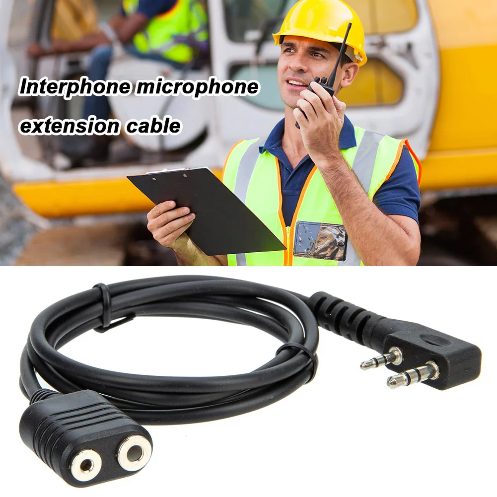 1m Speaker Mic Extension Cord 2-Pin K Type Headset Mic Cable Replacement Ham Radio Accessory for Kenwood for Baofeng -5R 888S