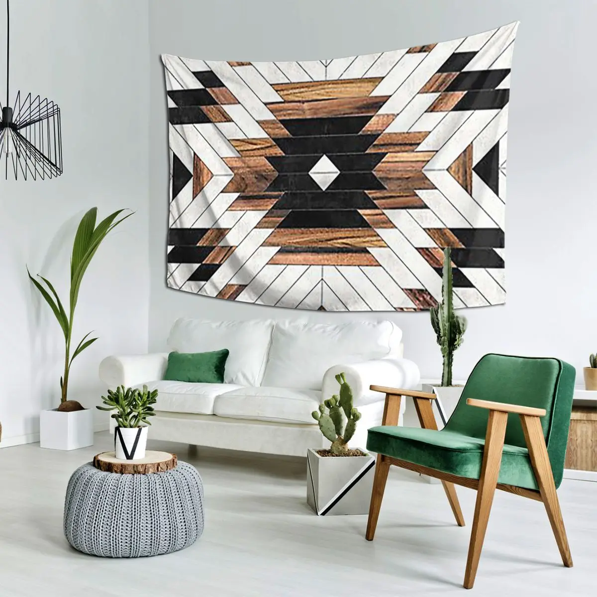 Urban Tribal Pattern No.5 Aztec Concrete And Wood Tapestry Hippie Wall Hanging Aesthetic Home Tapestries Living Room Dorm Room