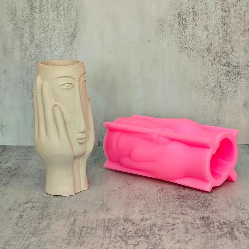 Abstract Face Vase Silicone Mold Epoxy Resin Decorative Crafts DIY Clay Plaster Pouring Flowerpot Silicone Mold Home Decoration