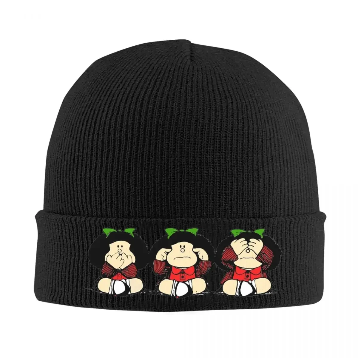 Mafalda e seus gestos chapéu outono inverno gorro quente quino comics boné feminino masculino chapéu de malha