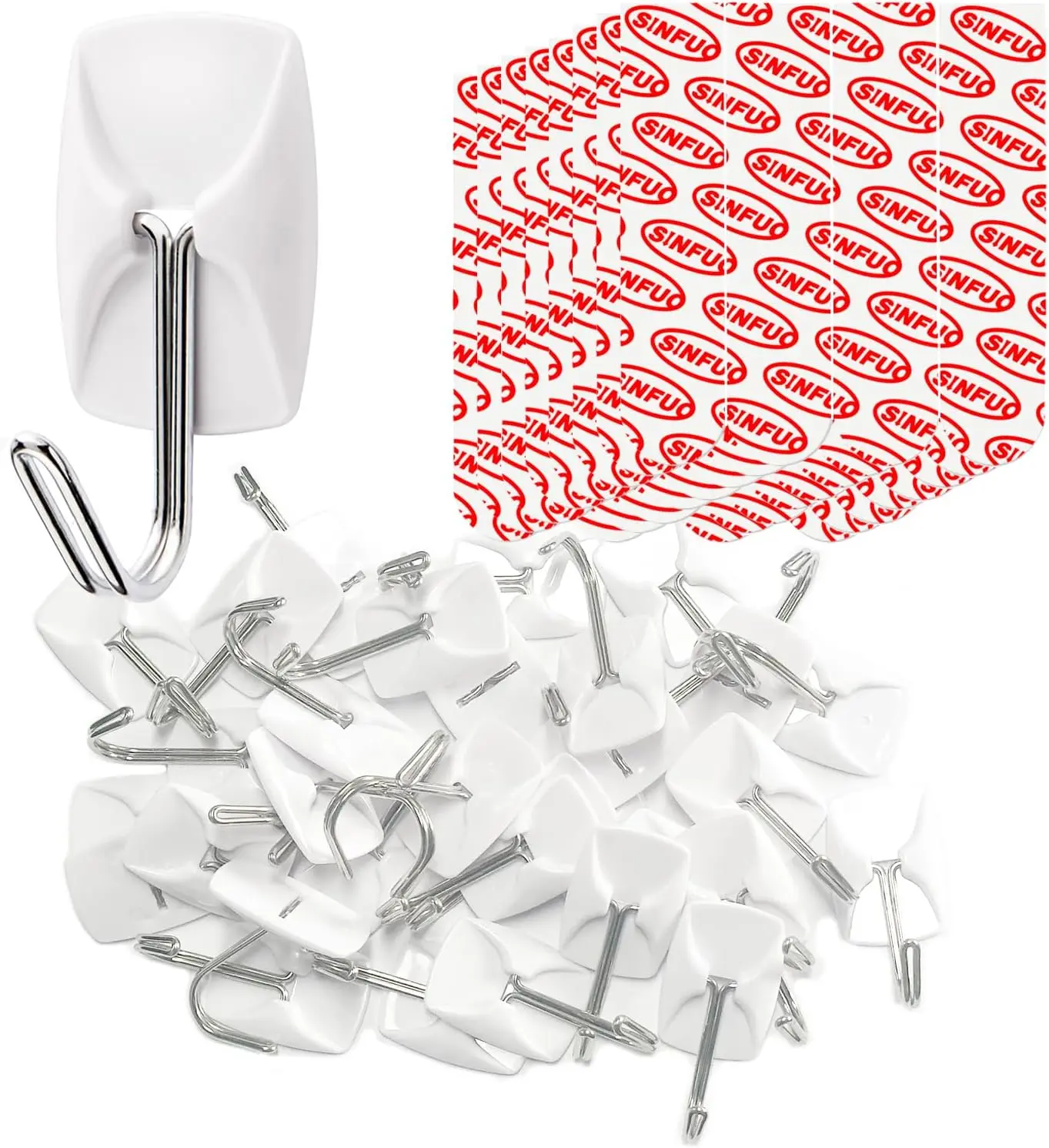

32 Heavy Duty Wall Hooks with 36 Strips, Damage-Free Adhesive Hooks for Key, Coat, Door, Shower Hanging
