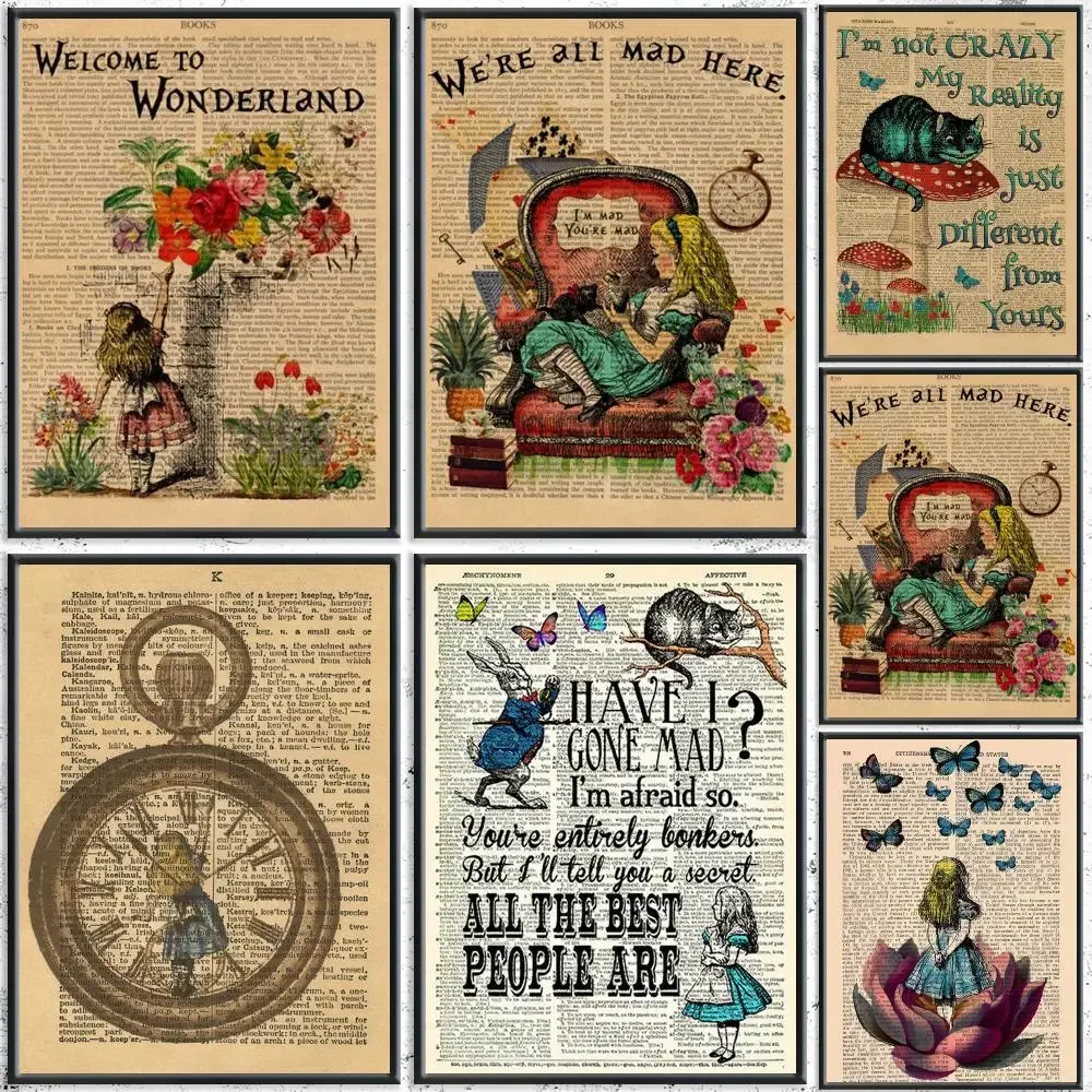 Fantasy Movie A-Alice in WonderlandS Poster HD Self-Adhesive No Residue After Removal Ideal for All Kinds of Wall Decor
