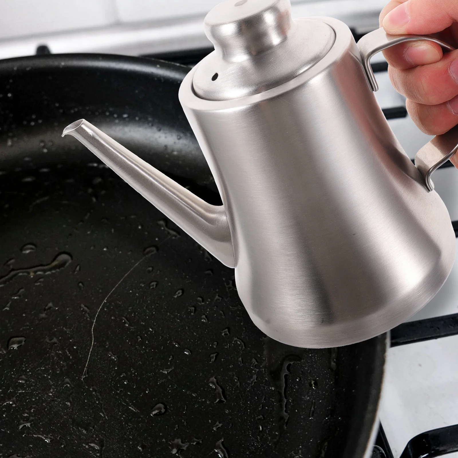 1pc Stainless Steel Storage Container Large Capacity Grease Pot For Cooking Oil Dispenser Bacon Fat Jar Household Oil