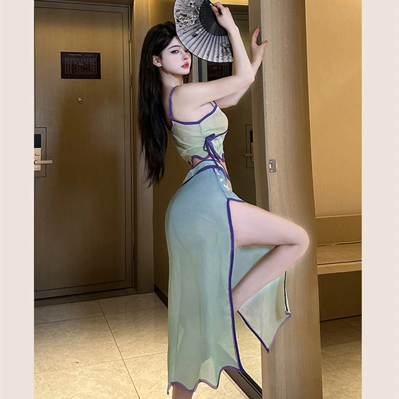 Chinese Sexy Lingerie Clothes Women Cosplay Costumes See Through Retro Style Hanfu Skirt Temptation Roleplay Dancer Set 3colors view 5