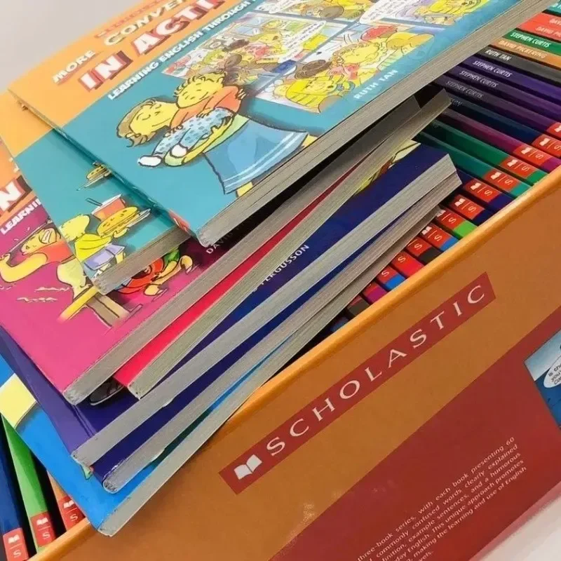 45 Books Scholastic In Action Words/Idioms  Books for Kids English Children Book Gift Box Cartoon Picture Story Livre Libro