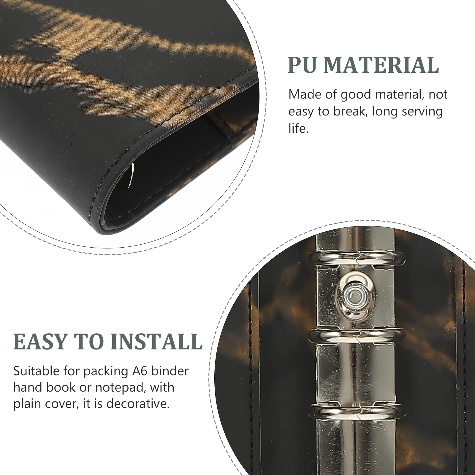 

A6 Pu Binder Cover Notepad Shell 6 Rings Refillable Anti-Slip Budget Planner Document Folder For A6 Notepad
