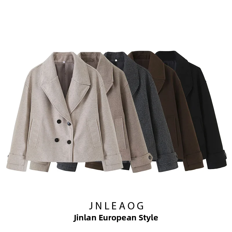 JNLEAOG Fashionable Versatile Double-Breasted Coat Women's Autumn New Style 3046297 Standard Fit Polyester Long Sleeve Coat