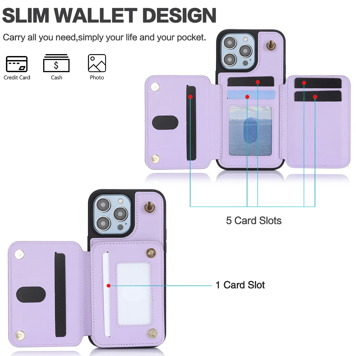 Crossbody Lanyard Zipper Wrist Strap Wallet with Card Holder Phone Case for iPhone 16 15 14 13 12 11 Pro Max X XR 7 8 Plus Cover