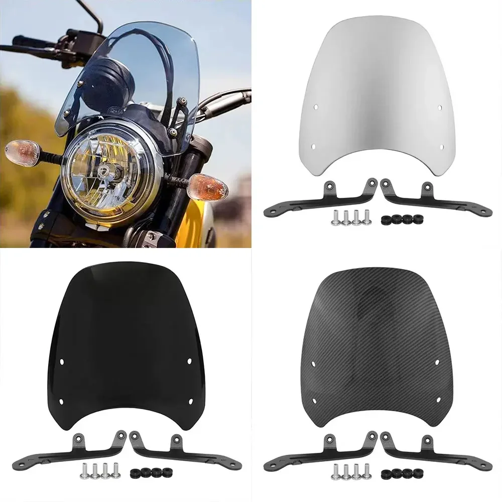 

Windscreen Screen For Triumph Bonneville T100 T120 1200 EFI Thruxton 900 Windshield Bracket Headlight Mount Black