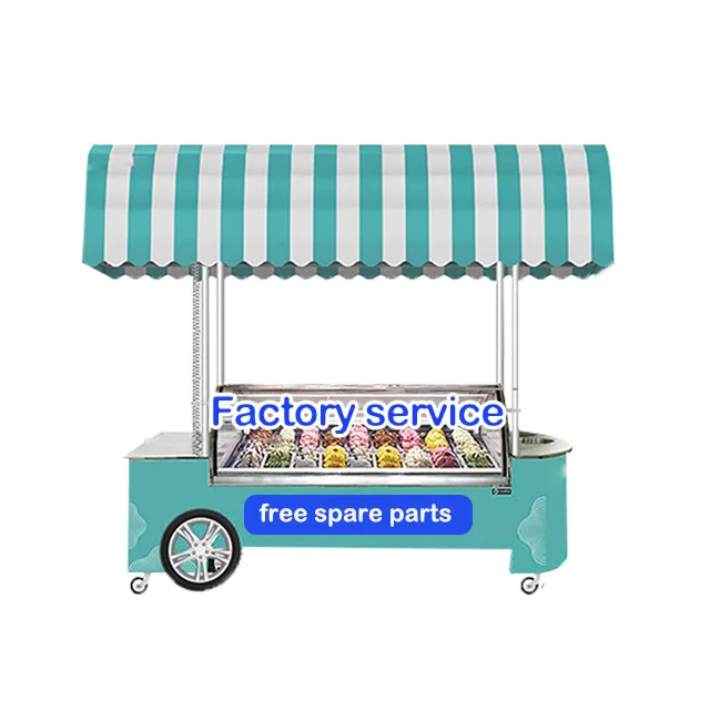 

Commercial Hand Push Frozen Gelato Bicycle Beach Mini Mexican Ice Cream Display Cart with Freezer for Sale