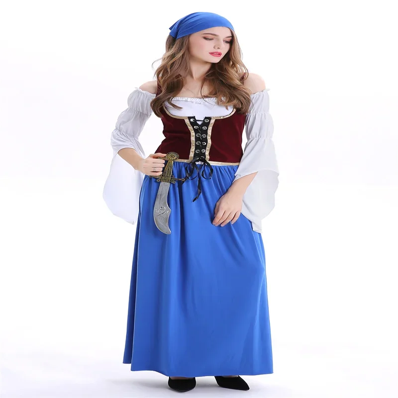 The New High Quality Bavarian Beer Peasant Costume  Wench Maiden Costume German Oktoberfest Maid Costume Fancy Long Dress