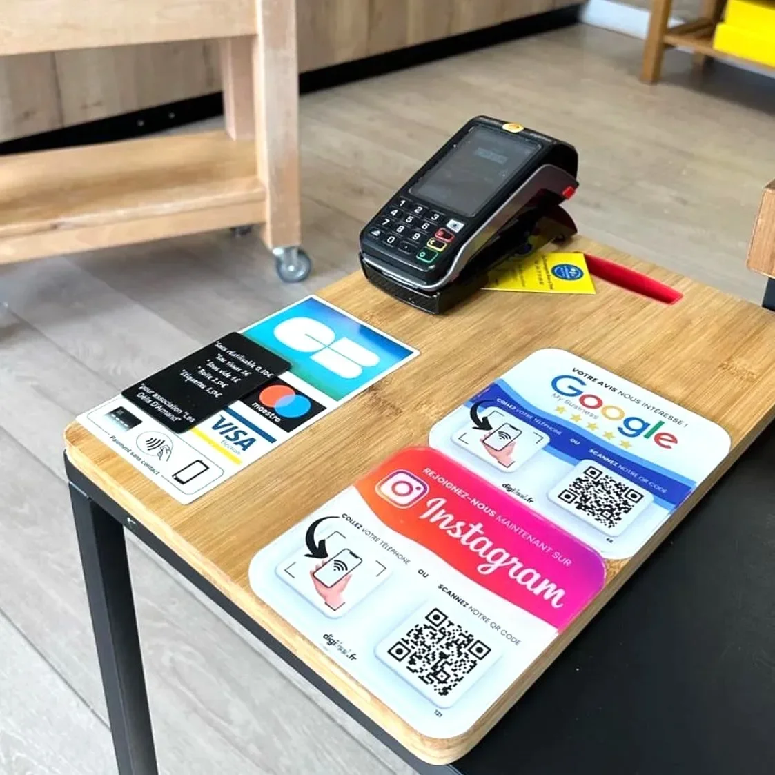 مراجعة جوجل-لوحة متصلة عبر وسائل التواصل الاجتماعي ، علامة رمز الاستجابة السريعة ، بنقرة واحدة بدون تلامس ، NFC ، عرض قائم #5