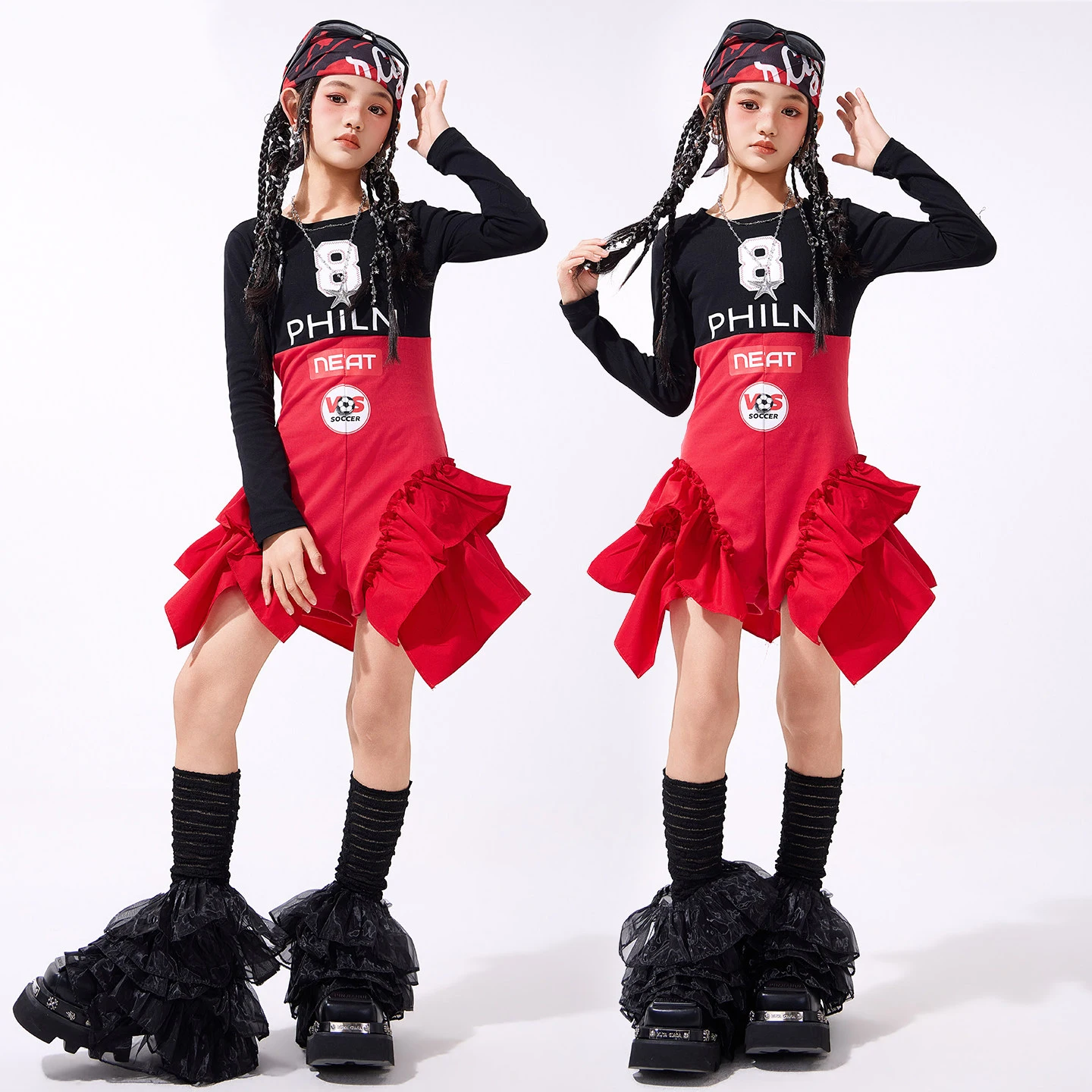 

Детский сценический костюм для K-pop, костюм для джазовых танцев для девочек, детское платье для бальных танцев, платье для выступлений команды чирлидеров SL14800