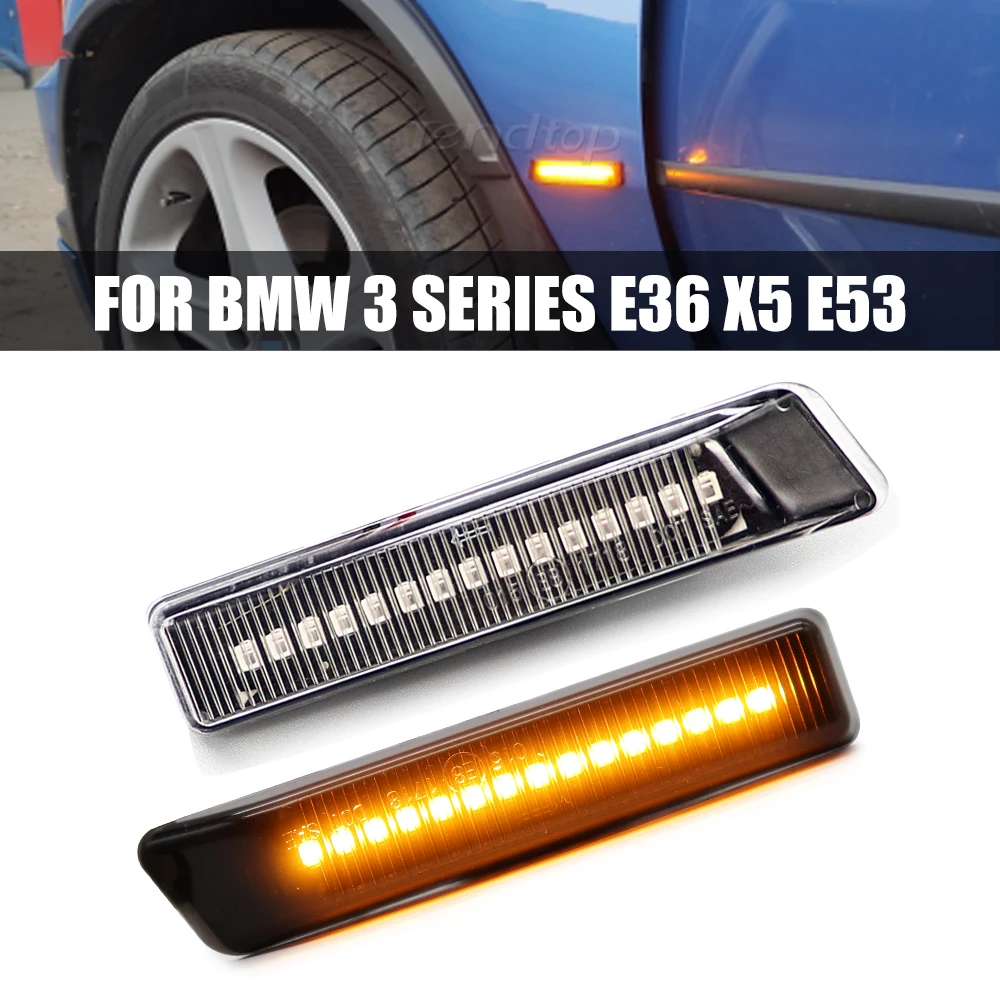 Dynamic Flowing LED Turn Signal Side Marker Light Blinker  For BMW E36 M3 Facelift 1997-1999 X5 E53 1999-2006