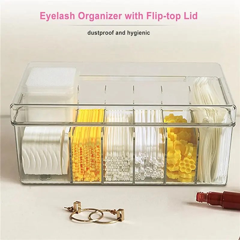 DT19 3X Lash Extension Organizer and Storage, Lash Cart Organizer for Lash Techs, Eyelash Supplies Storage Box with Lid