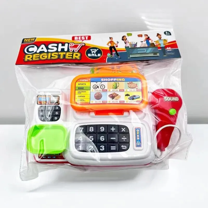 Simulation Cartoon Supermarket Cash Register Toy Home Appliance Series Children Play Home Electric Lighting Sound Register