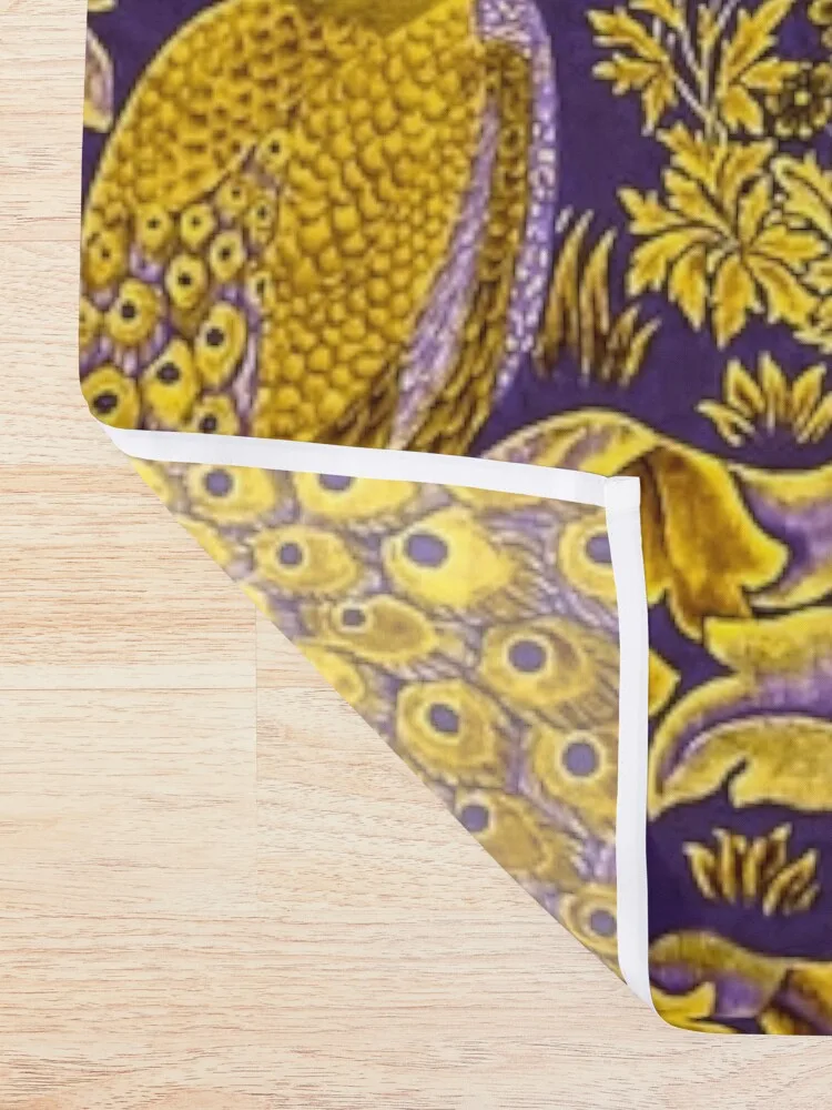 FOREST ANIMALS ,PEACOCKS, FOX AND HARE GOLD YELLOW PURPLE LEAVES FLORAL PATTERN Shower Curtain For Bathrooms Curtain