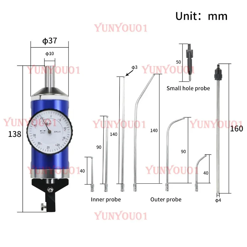Coaxial Centering Indicator Co-Ax Precision Milling Machine Test Dial 0-3mm 0.01mm Dial Center Indicator Set with Storage Case