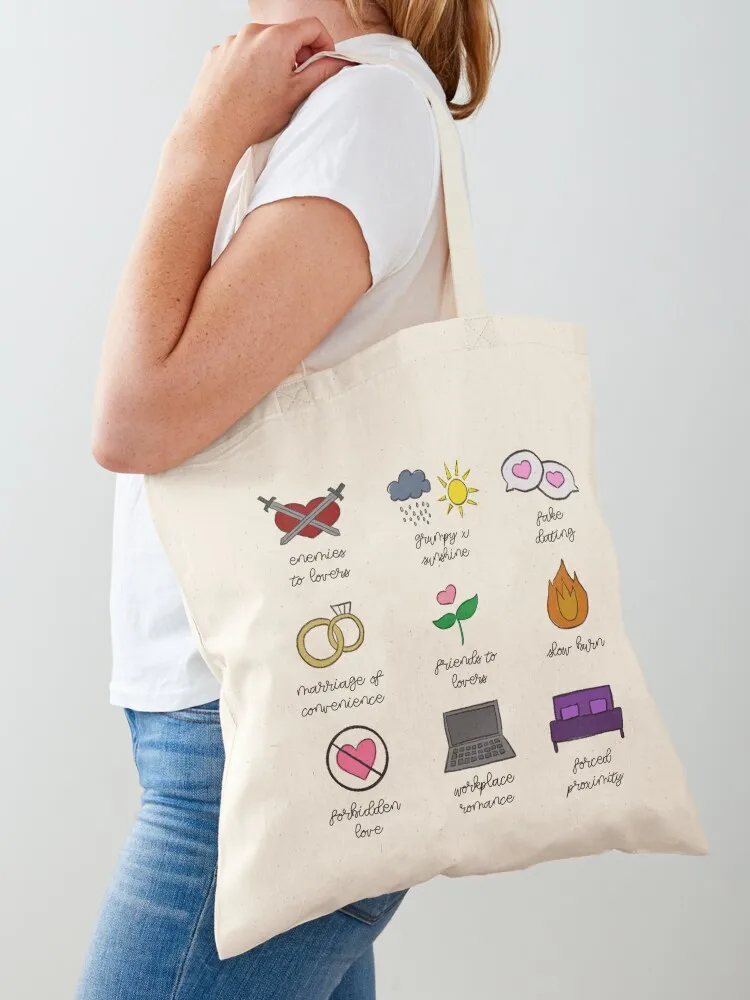 

Book Tropes Tote Bag Handbags eco bag folding Canvas shoulder bag tote bags aesthetic