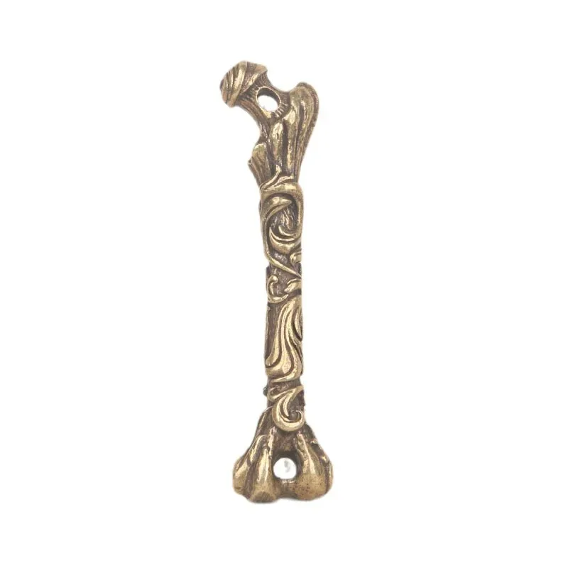 Retro Pure Copper Creative Bone Figurine Desktop Decor Ornaments Novelty Brass Gothic Pendant for Keychain DIY Accessory Gift - view 6
