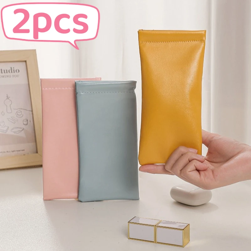 Estuche para gafas de sol cerrado automático, bolsa de almacenamiento de gafas de cuero PU, funda protectora impermeable, bolsa de almacenamiento para gafas, 2 uds.