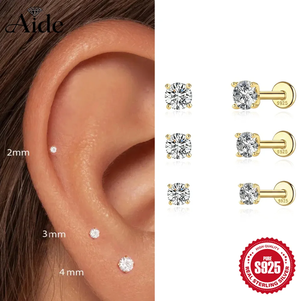 AIDE 1 Stück Klassischer Vier-Krallen-Ring mit rundem Moissanit 0,03-1,2 Karat, flacher Rücken, mit Premium-Zertifikat, Jubiläumsgeschenke