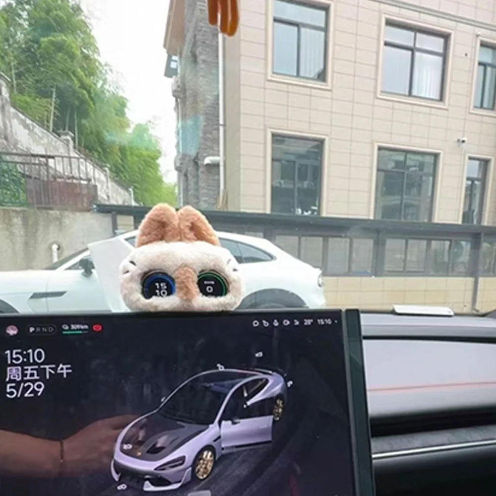 Cute Rabbit Furry Dashboard Decor Cover For Xiaomi YU7 Dual Instrument Panel Protective Sleeve Car Interior Ornament