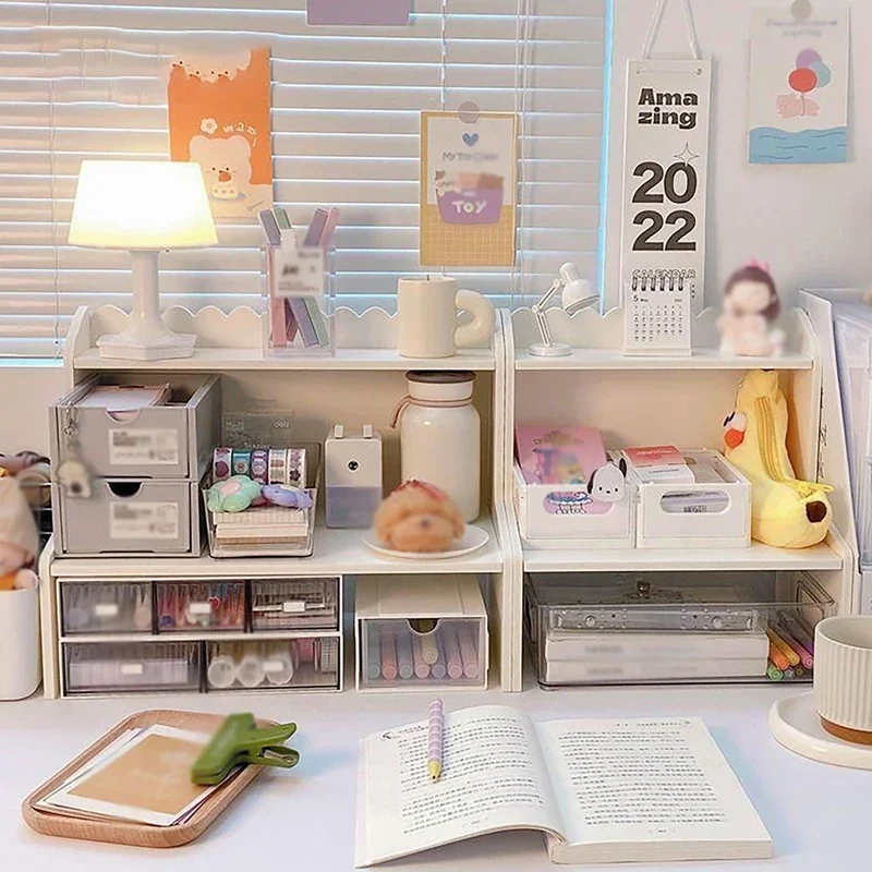 Desktop Cosmetic Storage Box Organizer without Drawer Storage Rack Stationery Desk Holder Home Bedroom Books Sundry Organizer