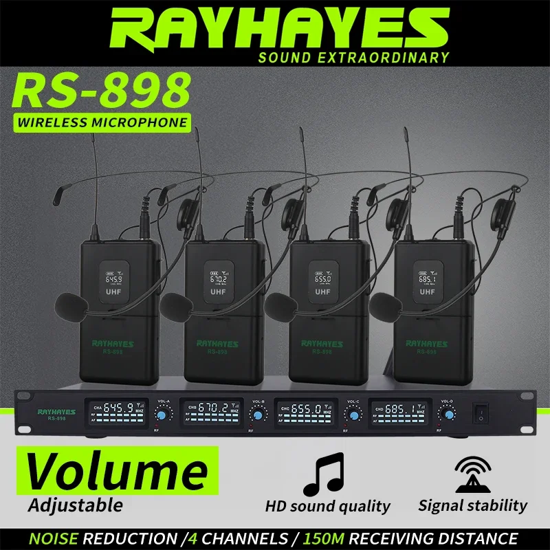 

RAYHAYES RS-898 Wireless Headset Microphone Independent volume control Suitable for conference presentations and teaching