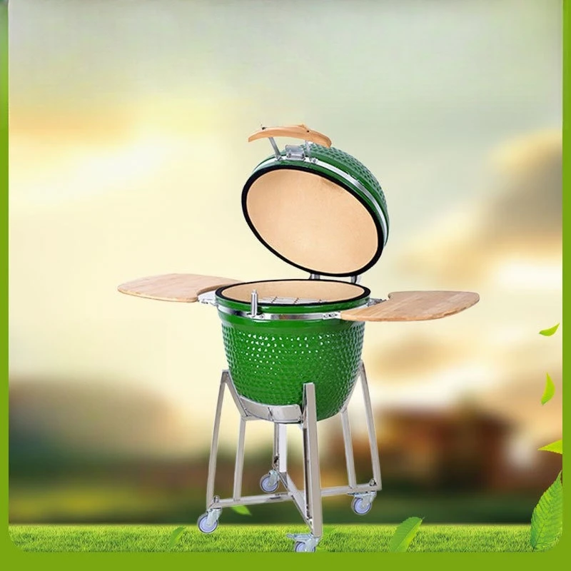 21 Inch Large Green Egg Ceramic Grill European And American KamadogrillBBQ Charcoal Stew Grill Smoke Stove Portable