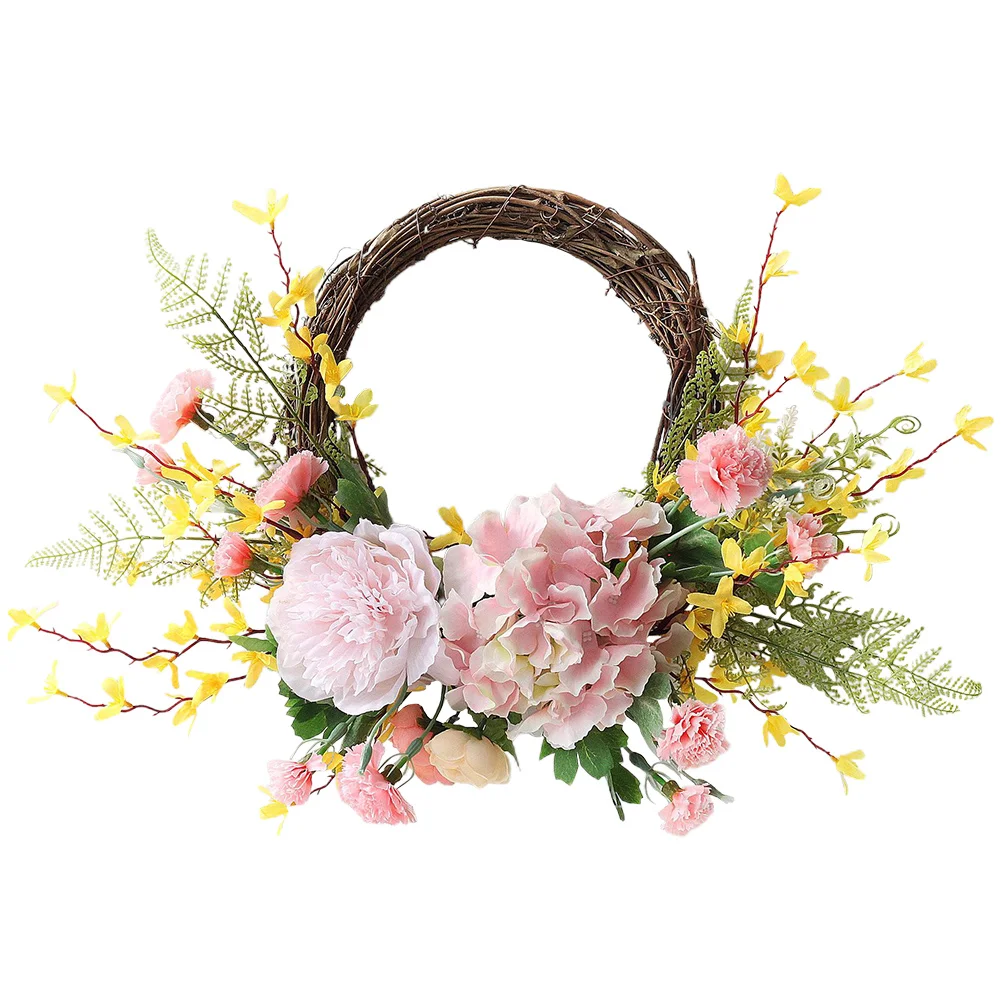 

1pc Carnation Wreath Artificial Flower Decor Front Door Ornament Spring Party Birthday Mother Gift Winter Wreath
